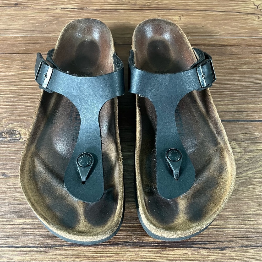 Birkenstock Gizeh Black Leather Flip Flops Sandals Women’s Size 6 (37) Shoes